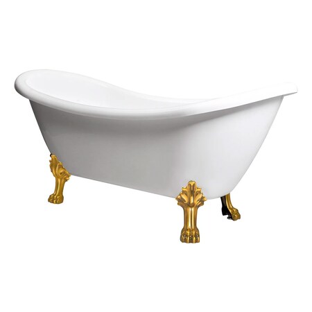 Castello Usa Daphne 69" White Acrylic Clawfoot Tub With Gold Feet CB-26-69-W-T-GLD